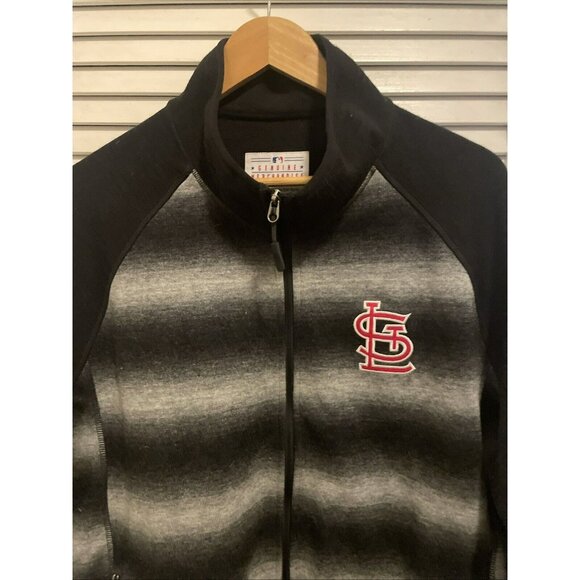 St Louis Cardinals Carl Banks L Sweater Jacket Black Gray Baseball Embroidered - Picture 2 of 7